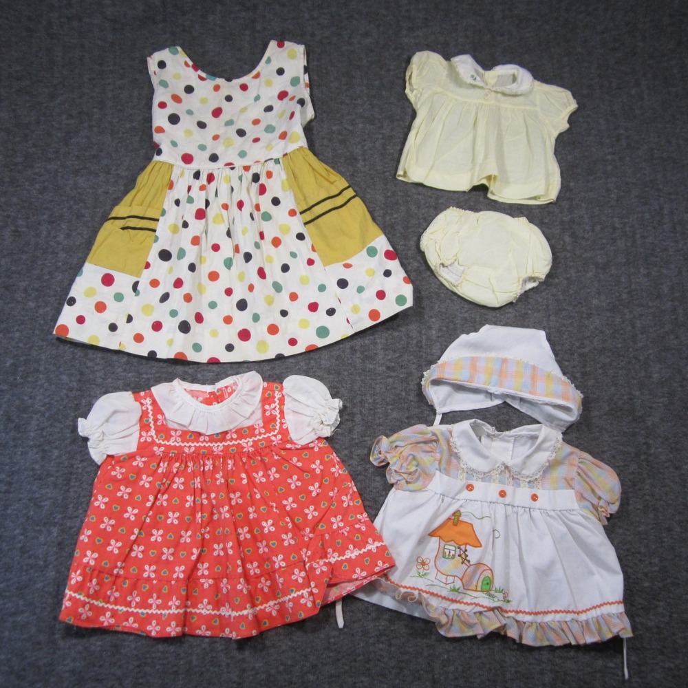 Vintage Baby Clothes Lot Outfit Cute Colorful Classic Heirloom Handmade 70s 80s - Picture 9 of 14